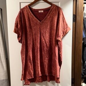 Zenana Outfitters Rust V-Neck Short Sleeve Top